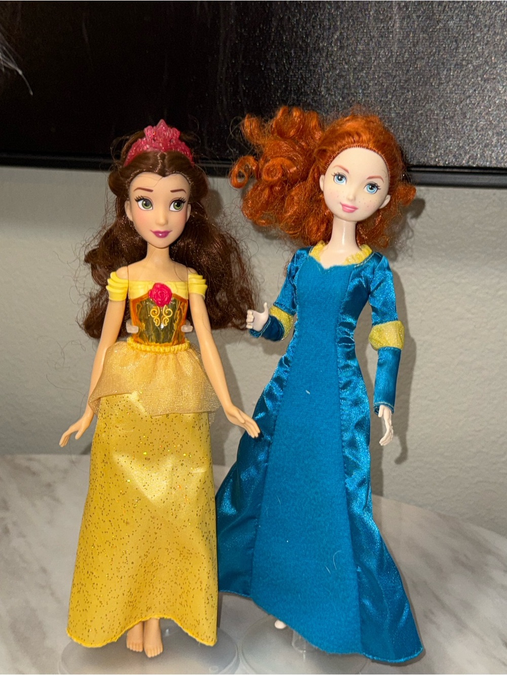 Disney Princess Belle & Merida 11" Fashion Dolls wearing featured dresses